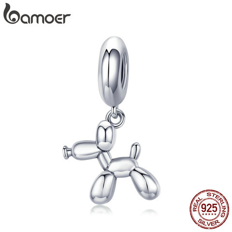 BAMOER genuino 925 plata esterlina globo perro colgante Animal encantos encanto pulseras y Collar de plata de la joyería SCC981 ► Foto 1/6