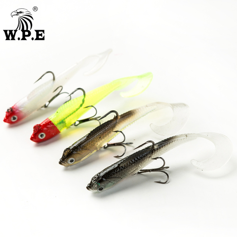 W.P.E-señuelo suave con cabeza de plomo, anzuelos triples, aparejo de pesca, Pesca 3D de lubina, 1 Uds., 8cm/11cm/12cm/14cm ► Foto 1/6