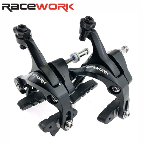 RACEWORK-Pinzas pivotantes duales para bicicleta, pinza de tracción lateral de aluminio para freno de bicicleta de carreras, delanteras y traseras con pastillas de freno ► Foto 1/6