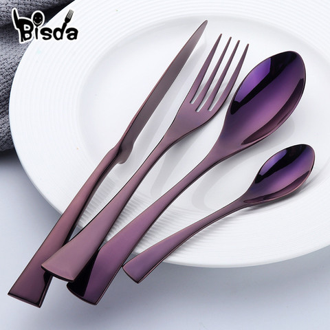 Kaya cubiertos 24 unids/lote negro cubiertos vajilla de acero inoxidable espejo mesa de pulir cuchillo tenedor utilizado para restaurante ► Foto 1/6