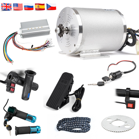 Motor de accionamiento medio Bldc para bicicleta eléctrica, Kit de conversión de bicicleta de 72V y 3000W con 3 velocidades y pantalla de acelerador ► Foto 1/6