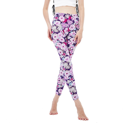 YRRETY-mallas con estampado de flores para Mujer, ropa deportiva de entrenamiento, pantalones elásticos de realce de talla grande XXXL, envío directo ► Foto 1/6