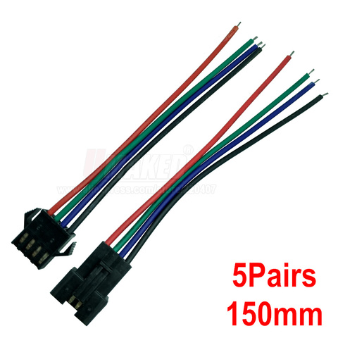 5 pares JST SM 4 pines/cabeza conector macho a hembra/cable conector rápido para tira LED RGB... 4pin conector ► Foto 1/6