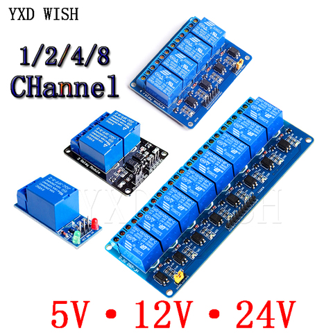 Módulo de canal de relé con salida de 1, 2, 4, 6 y 8 vías, para placa Arduino, 5V, 12V, 24V, 1/2/4/8 ► Foto 1/6