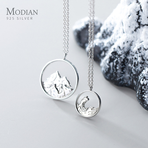 MODIAN de moda de Plata de Ley 925 Collar de plata para parejas para los hombres las mujeres romántico montaña mar colgante collar de moda joyería fina ► Foto 1/5