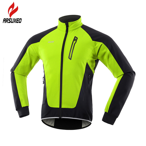 ARSUXEO-Chaqueta de ciclismo térmica y cálida para hombre, reflectante, resistente al viento, resistente al agua, abrigo para bicicleta de montaña ► Foto 1/6