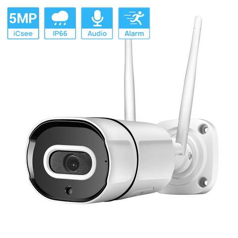 Hamrolte 5MP Wifi Cámara bala impermeable inalámbrico al aire libre/cable cámara IP ONVIF dos vías de Audio AI humanos de detección de ICSEE H.265X ► Foto 1/6