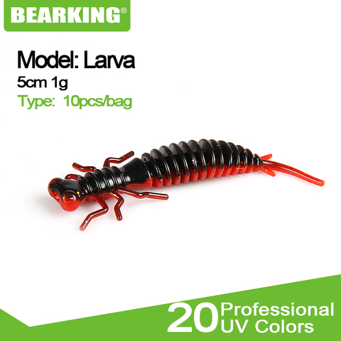 BEARKING Larva suaves señuelos de 5cm 1g 10 unids/bolsa pesca Artificial de silicona bajo Pike Minnow Swimbait Jigging de cebos gusano ► Foto 1/6