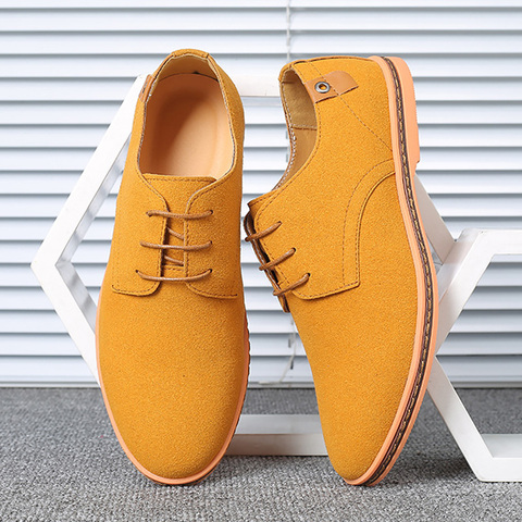 Zapatos Oxford de alta calidad para hombre, mocasines informales de talla grande 48, calzado de negocios, color amarillo ► Foto 1/6