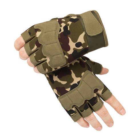 Guantes tácticos para hombre, Manoplas sin dedos a prueba de golpes, antideslizantes, para deportes al aire libre, Paintball, Airsoft, ciclismo, ejército militar ► Foto 1/6