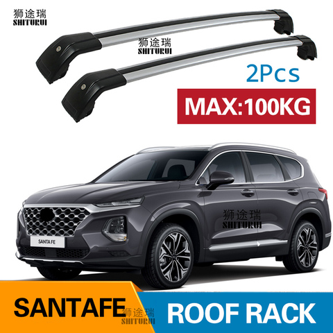 2 uds barras de techo para Hyundai nuevo Santa FE SUV 2013-2022 de aleación de aluminio de barras laterales Baca de barras cruzadas Luggage Carrier ► Foto 1/6