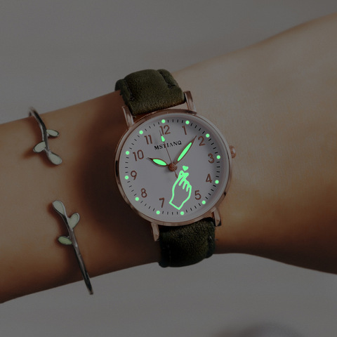 Relojes de pulsera sencillos luminosos para mujer, cronógrafo de cuarzo con correa de cuero informal, a la moda ► Foto 1/6