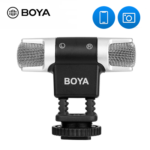 BOYA BY-MM3-micrófono de condensador de grabación estéreo de doble cabezal, micrófono para iPhone, Android, Smartphone, DSLR, cámara DV ► Foto 1/1