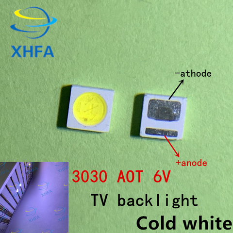 100 Uds LED AOT retroiluminación LED de alta potencia 1,6 W 3030 V 6 97-100LM blanco iluminación LCD trasera para TV aplicación de TV EMC 3030C-W3M3 ► Foto 1/5