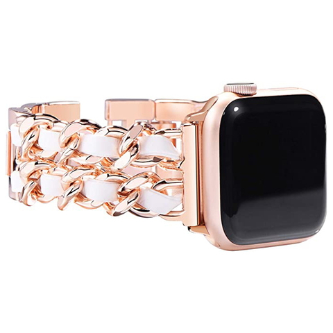 Correa de cadena transpirable para Apple Watch, correa de Metal de joyería para mujer, Serie SE 4 3 6 5, 44/40mm 38/42mm ► Foto 1/6