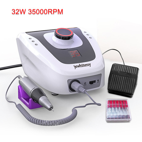 32W 35000RPM Pro taladro eléctrico aparato para limas para manicura y pedicura con cortador de uñas artístico pluma herramientas máquina ► Foto 1/6