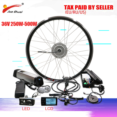 Bafang-Rueda de Motor delantero, Kit de conversión de bicicleta eléctrica, 36V, 250W-500W, con batería de 36V10AH, para bicicleta de montaña y carretera ► Foto 1/6