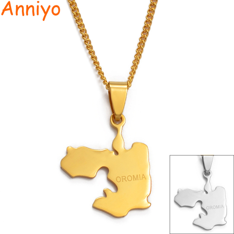 Anniyo-Colgante con forma de mapa de Oromia para mujer, Color plateado/dorado, joyería de Etiopia, regalos, #013021 ► Foto 1/6