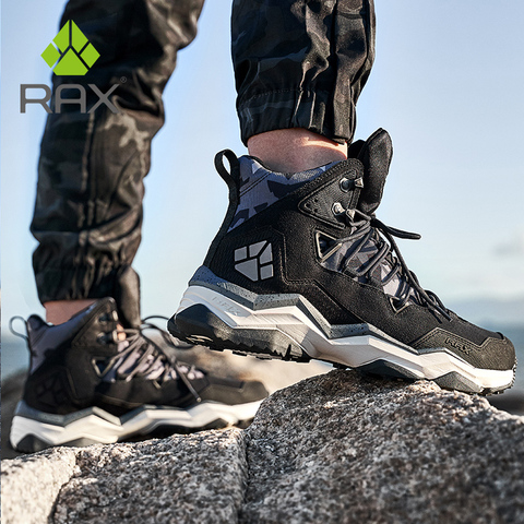 RAX-zapatos de senderismo para hombre, zapatillas impermeables para exteriores, botas de Trekking de cuero para hombre, senderismo, acampada, escalada, zapatos de cuero ► Foto 1/6