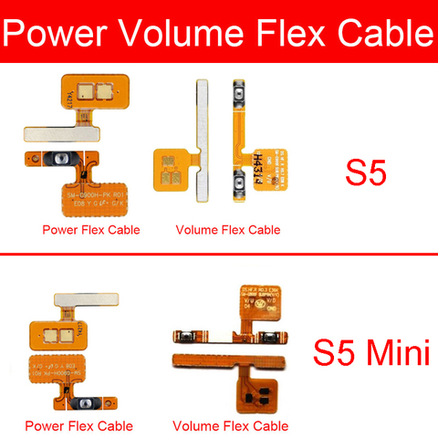 Botón de volumen de alimentación Flex Cable para Samsung Galaxy S5 G900F G900H / S5 Mini G800F interruptor de volumen de alimentación Flex Ribbon piezas de reparación ► Foto 1/5