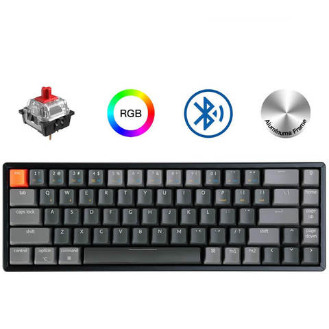 Keychron K6 Q 68-Key Wireless USB Bluetooth Gaming Teclado mecánico, marco de aluminio RGB retroiluminado con LED n-key Rollover ► Foto 1/6