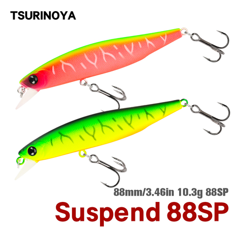 TSURINOYA 88mm 10,3g pececillo suspendido DW76 largo de señuelo de pesca Pike bajo Jerkbait abordar señuelo duro Artificial ► Foto 1/6