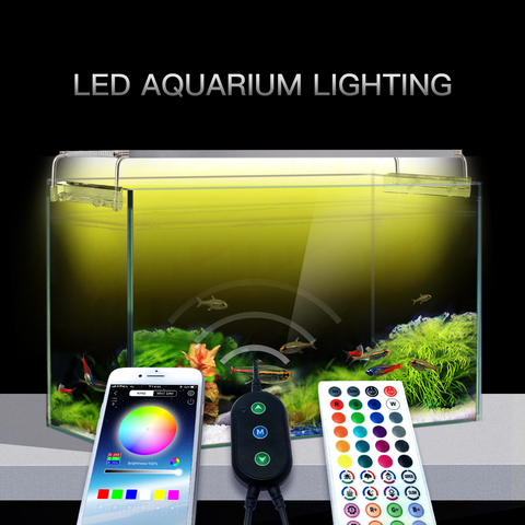 Temporizador acuario marino lámpara LED para plantas de tanque de peces de acuario Luz de iluminación Led Decoración Accesorios de Control remoto de 30-80CM ► Foto 1/6