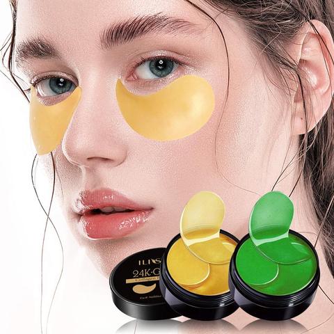 60pcs-Gold mascarilla de colágeno para ojos, algas verdes, parches de Ojos de algas para el círculo oscuro, almohadilla de ojo hidratante, antiarrugas nutritiva ► Foto 1/6