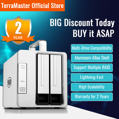 TERRAMASTER-disco duro externo TD2 Thunderbolt 3, caja de disco duro de 2 puertos de Grado Profesional, almacenamiento RAID (sin disco) ► Foto 1/6