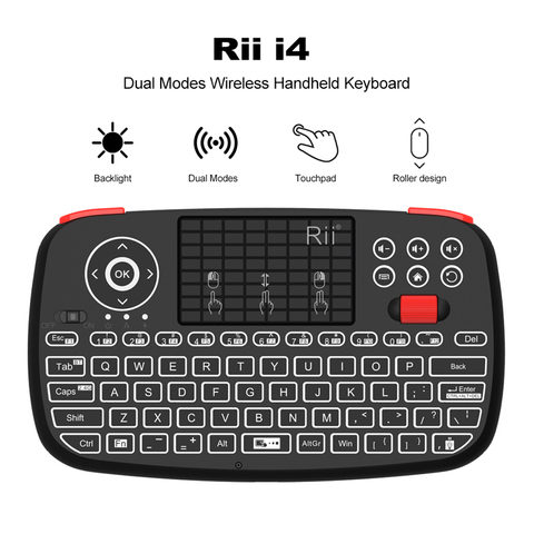 Rii i4 Mini teclado Bluetooth 2,4 GHz Modos duales diapasón de mano retroiluminado ratón Touchpad Control remoto para Windows Android ► Foto 1/6