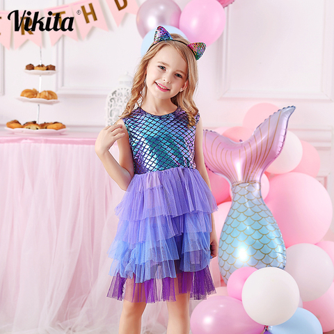 Vestido de baile para niñas, vestido de tutú de princesa para niños, vestidos de fiesta de verano para niños, ropa informal para fiestas de cumpleaños escolares ► Foto 1/6