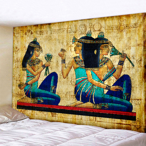 Tapiz colgante de pared con estampado de cultura antigua, tapiz Hippie egipcio amarillo antiguo de Egipto, decoración Vintage para el hogar ► Foto 1/6