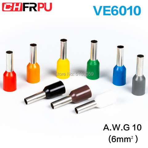 100 Uds E6010 casquillos aislados bloque Terminal cable extremo conector de cable terminador de engarce eléctrico alambre para 6mm2 10 AWG ► Foto 1/6