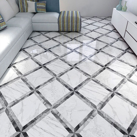 3D de Mural de Jazz moderno azulejos de mármol blanco papel habitación dormitorio baño 3D auto-adhesivo pegatinas de PVC a prueba de agua ► Foto 1/6