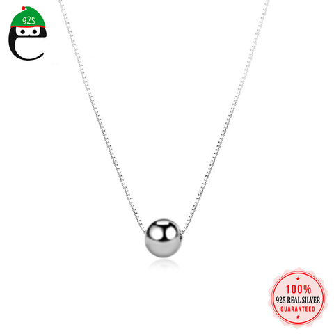 ElfoPlataS-cadena minimalista de Plata de Ley 925 para mujer, Mini cuenta redonda para clavícula para mujer, collar S925 para fiesta de boda, joyería Y3-47 ► Foto 1/6