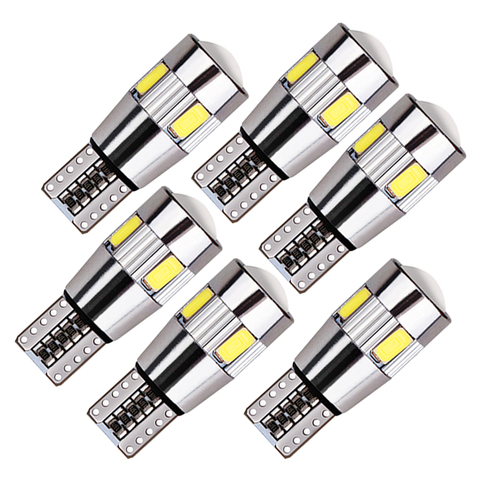 6x T10 W5W bombilla LED CANBLUS Super brillante coche luz Interior de estilo 12 V placa de licencia de señal de vuelta de las lámparas error de 194 5W5 ► Foto 1/6