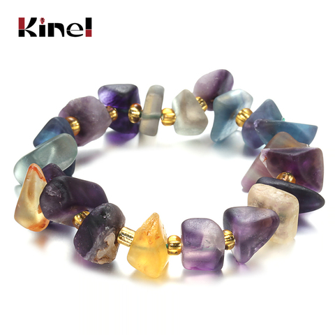 Kinel-pulsera con cuentas geométricas de piedra Natural colorida para mujer, brazalete con cuentas de energía solar para Yoga, joyería hecha a mano ► Foto 1/6