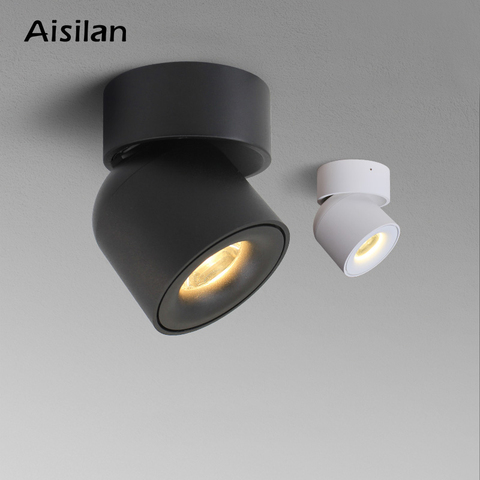 Aisilan-Luz LED de techo montada en superficie, lámpara de rotación de curva redonda de 360 grados, cilindro creativo, 7W, 9W, foco COB CREE ► Foto 1/6