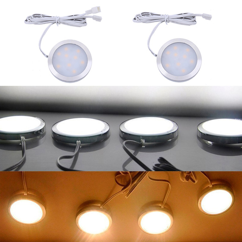 Disco de luz LED individual para AIBOO debajo del Gabinete lámparas de disco de luz LED s 12V para la iluminación del armario del mostrador de la cocina ► Foto 1/6