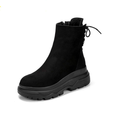 Botas de nieve con plataforma para mujer, zapatos de tacón alto, impermeables, cálidos, con cordones, de algodón, para invierno ► Foto 1/6
