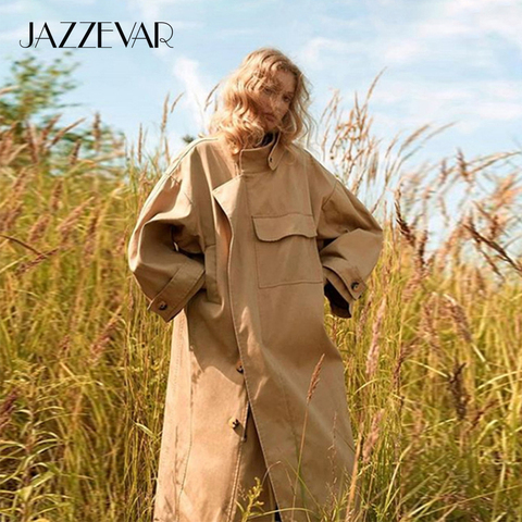 JAZZEVAR-gabardina informal impermeable para mujer, abrigo suelto para mujer, ropa de calle, chaquetas extra grandes, primavera y otoño, 2022 ► Foto 1/6