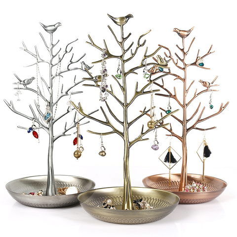 Soporte para presentación de joyería, 4 colores, árbol de pájaro, pendiente, collar, pulsera, estante, organizador de moda ► Foto 1/6