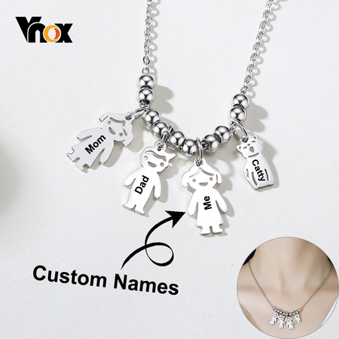 Vnox-collares de nombres personalizados para la familia para mujer, colgante de Metal grueso para gato, figura para mascotas, regalo BFF ► Foto 1/6