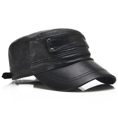 XdanqinX-Sombrero de cuero genuino para hombre, gorra plana militar del ejército, de piel de oveja, tamaño ajustable, marcas, 2022 ► Foto 1/6