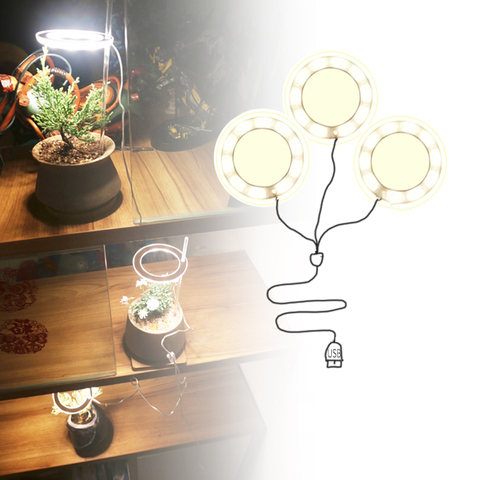 Ángel Tres anillos luz DC5V USB Phytolamp para las plantas Led la lámpara de espectro para planta de interior plántulas casa flor Succulet ► Foto 1/6
