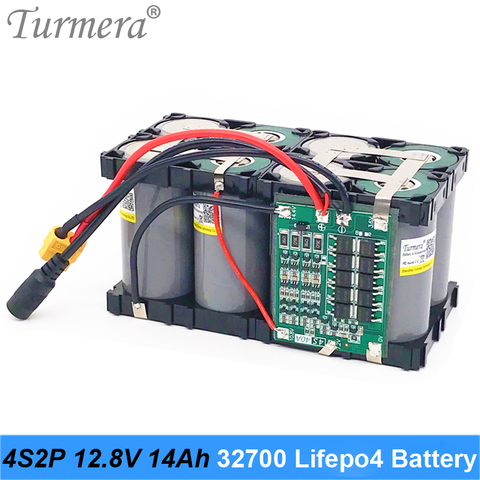 Paquete de baterías Turmera 32700 Lifepo4 4S2P 12,8 V 14Ah con 4S BMS equilibrado de 40 a para barco eléctrico y fuente de alimentación ininterrumpida de 12V ► Foto 1/6