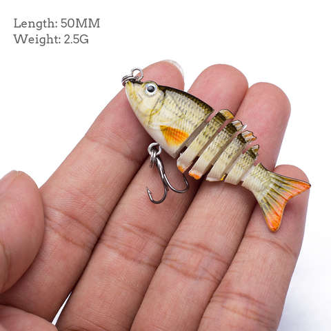 5cm/2,5g Mini Multi articulado Swimbait Señuelos de Pesca 6 segmentos Flexible cebo de pescado Swimbait Bionic Crankbait abordar para Bass ► Foto 1/6