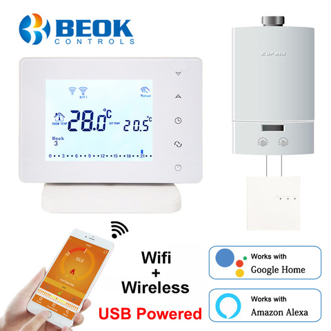 Beok-termostato inalámbrico BOT306RF-WIFI para caldera de Gas, controlador de temperatura inteligente termostato compatible con Google Home y Alexa ► Foto 1/6