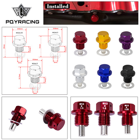 Pqy-m12x1.5 M12x1.25 M14x1.5 tapón magnético de drenaje de aceite y tuerca de sumidero de drenaje de aceite (muchos colores disponibles) PQY-ODP12125/1215/1415 ► Foto 1/6