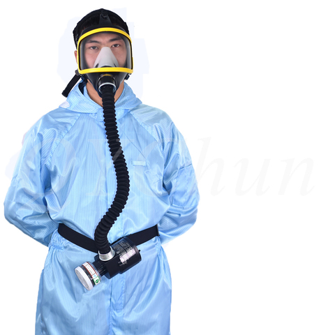 Máscara de Gas eléctrica de flujo constante, suministro de aire, mascarilla facial completa, herramienta portátil de pintura por pulverización, casco de soldadura, sistema respirador ► Foto 1/4